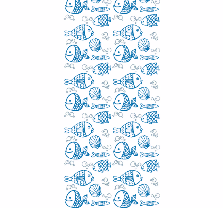 Blind kids drawn blue fishes on white background - TenStickers