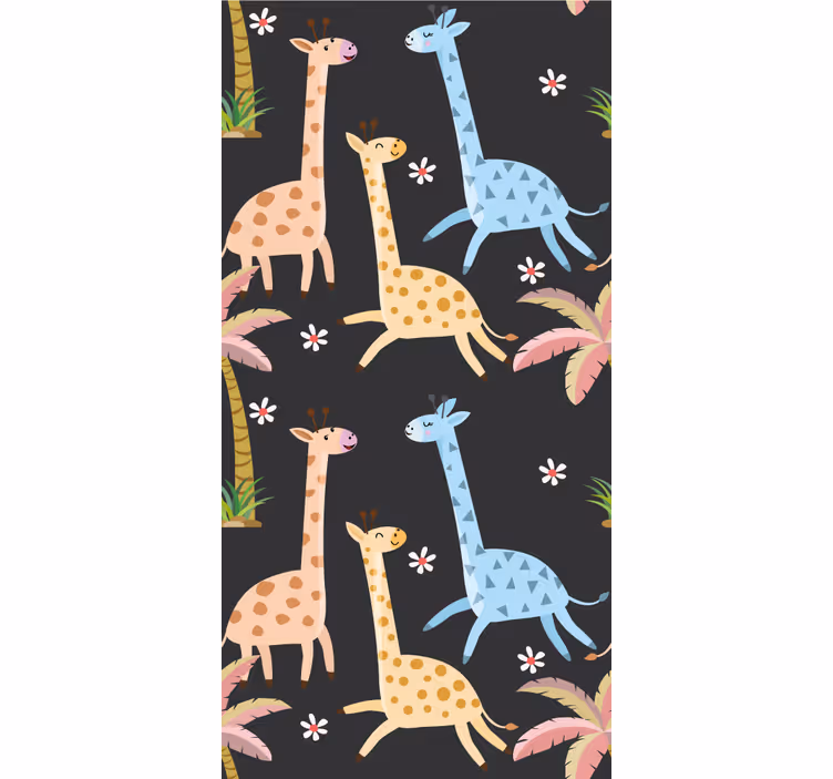 Blind kids grey palm trees and animals - TenStickers