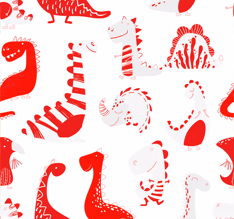 Blind kids dinosaur red sketches - TenStickers