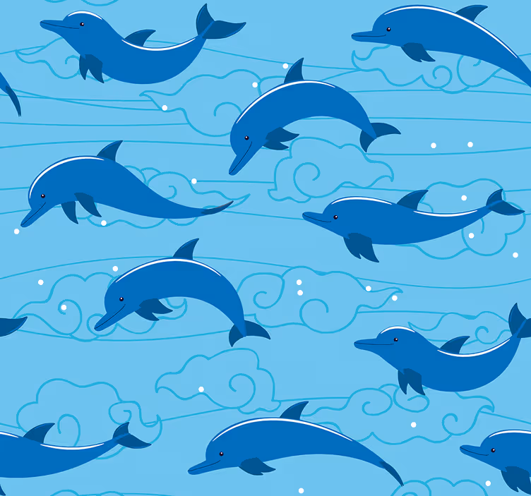 Blind kids sky with clouds and dolphins - TenStickers