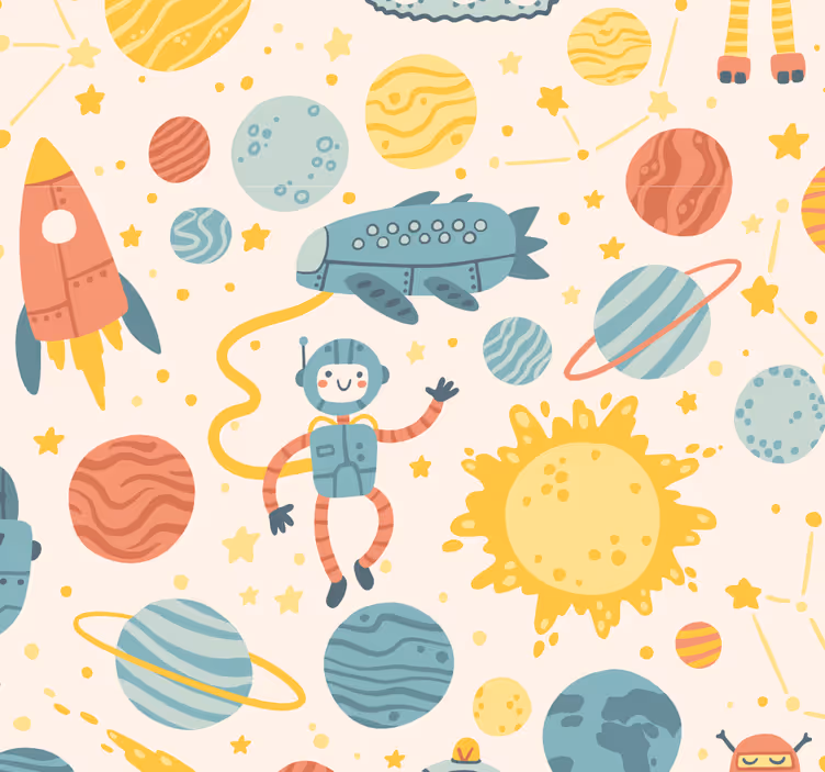 Blind kids space adventure scene - TenStickers