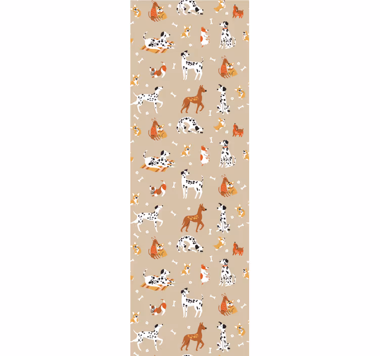 Blind kids with adorable dogs on beige background - TenStickers