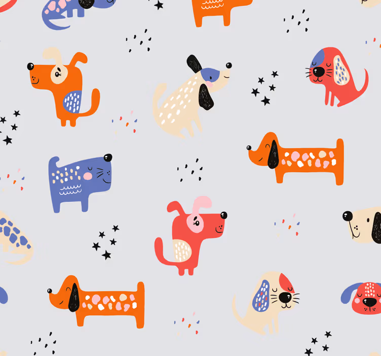 Blind kids illustrated dogs - TenStickers