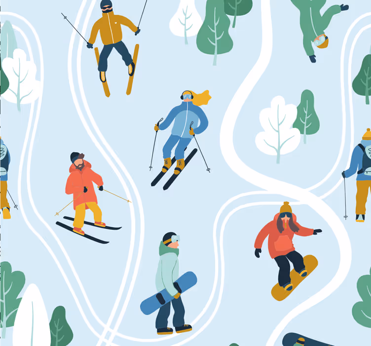 Teenage blind blue skiing sport - TenStickers