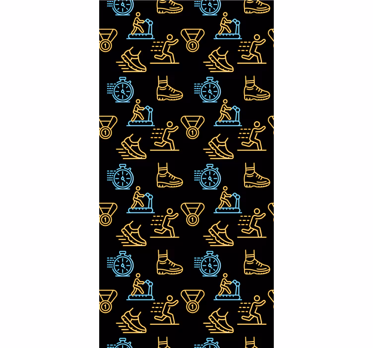 Modern blind with neon color running icons on black - TenStickers