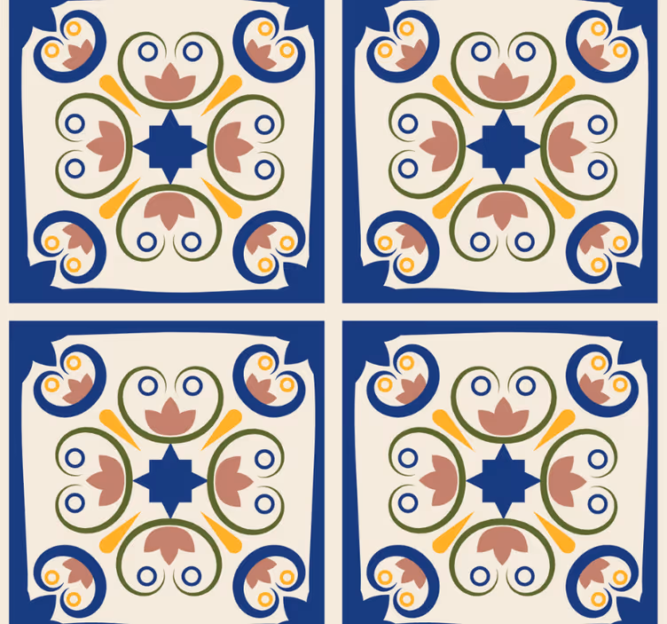 Modern blind pink floral portuguese tile - TenStickers