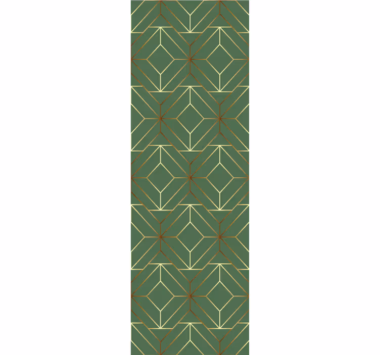 Modern blind in metallic green squares with gold trim - TenStickers