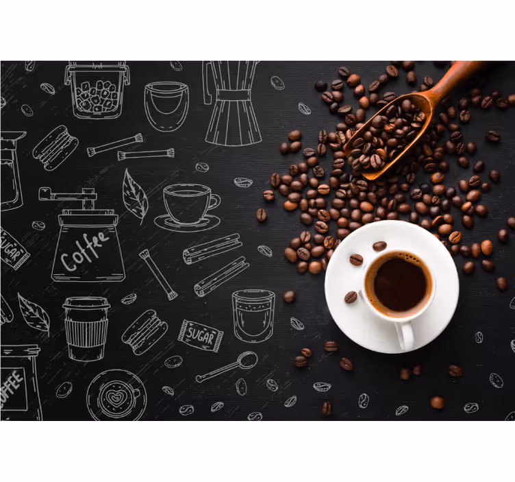 Coffee beans and doodles blinds in a kitchen - TenStickers