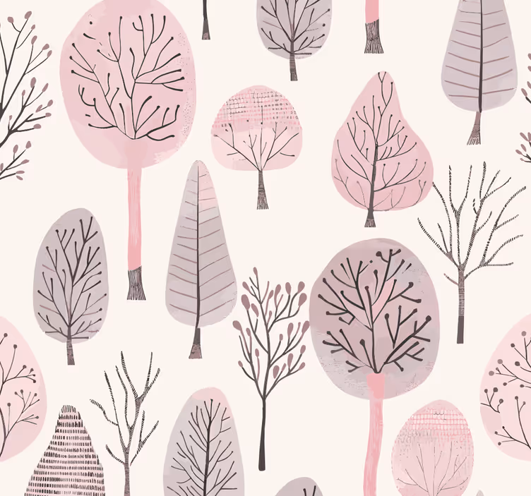 Roller blind pink nordic trees design - TenStickers