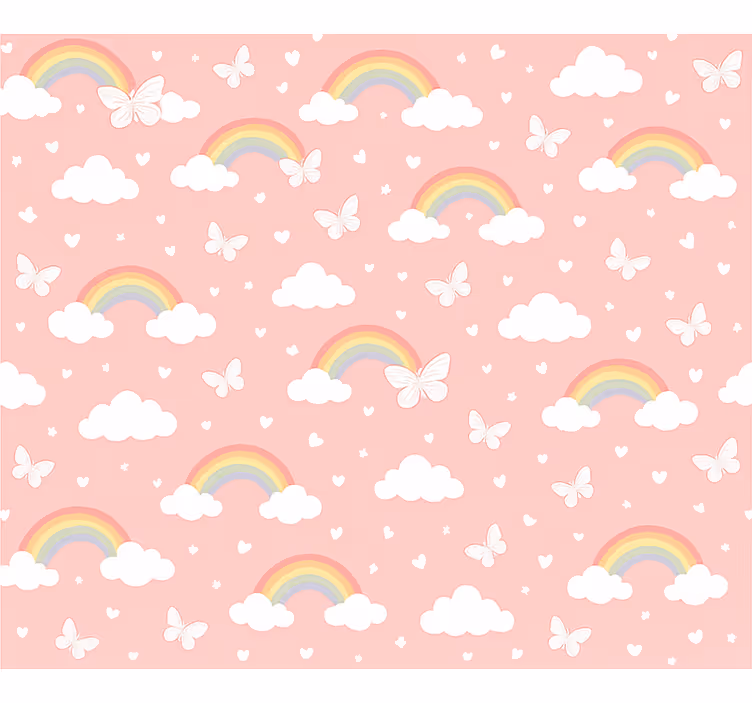 Roller blind pink with pink kids rainbow design - TenStickers