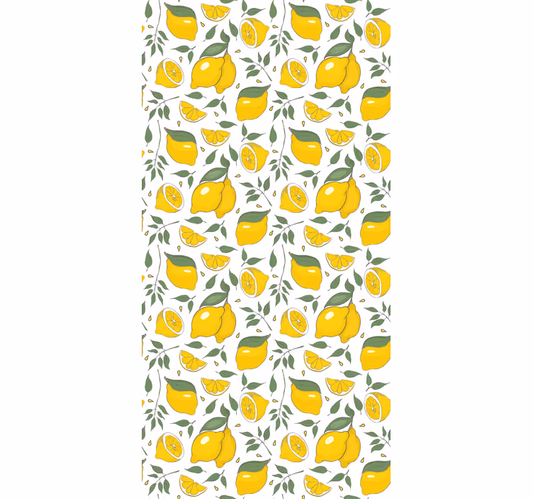 Yellow roller blind with lemons and cream flowers - TenStickers