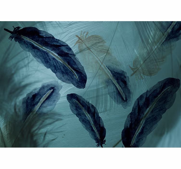 Blinds in a kitchen watercolor feather line design - TenStickers