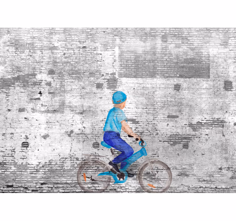 Blinds in a kitchen children on a bike mural - TenStickers