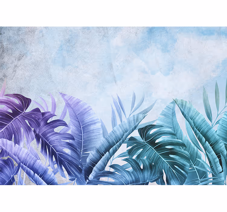 Blinds in a kitchen with blue and purple plants - TenStickers
