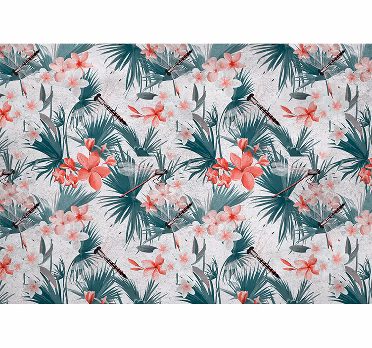 Blinds in a kitchen with tropical plants and flowers - TenStickers