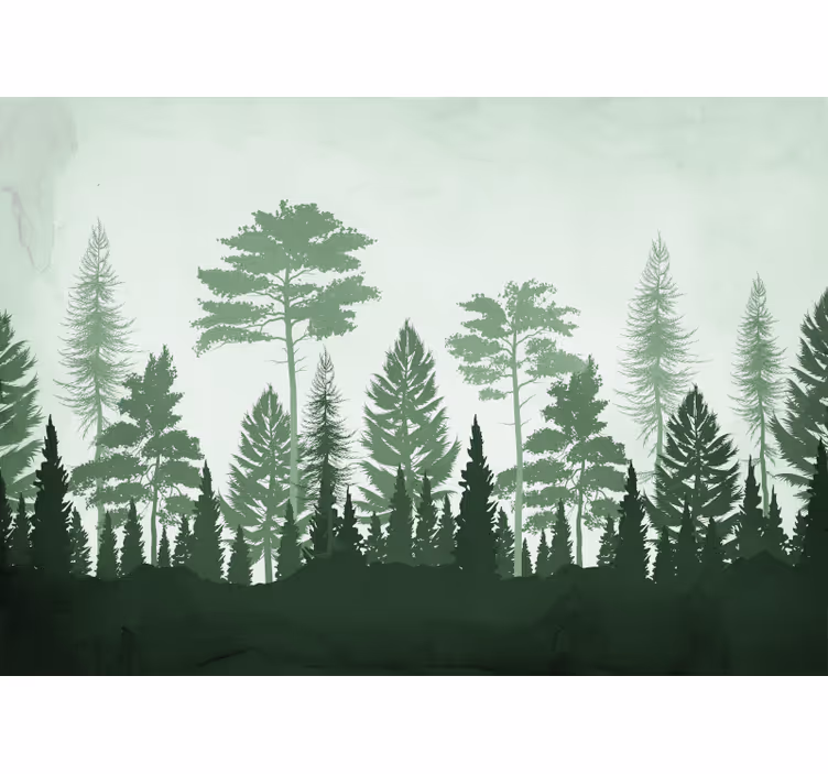 Blinds in a kitchen with green scandinavian trees - TenStickers