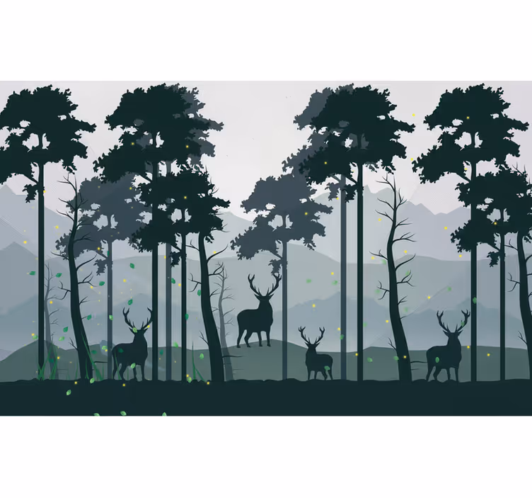 Blinds in a kitchen silhouette forest scandi - TenStickers