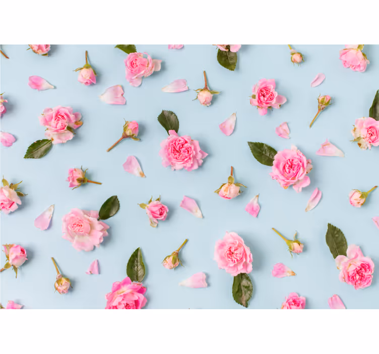 Blinds in a kitchen with blue rose pattern - TenStickers