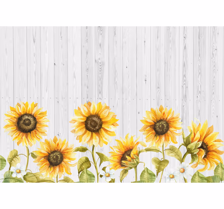 Blinds in a kitchen sunflowers on gray wood - TenStickers