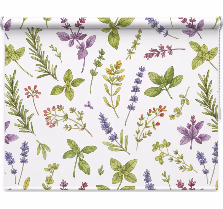 Blinds in a kitchen with vibrant herbs design - TenStickers