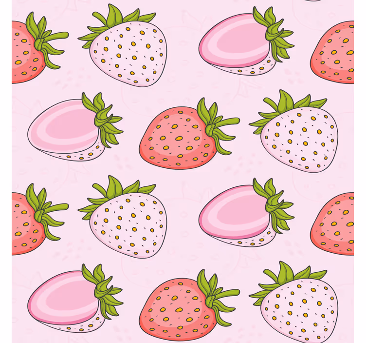 Blinds in a kitchen with seamless pink and red strawberries - TenStickers