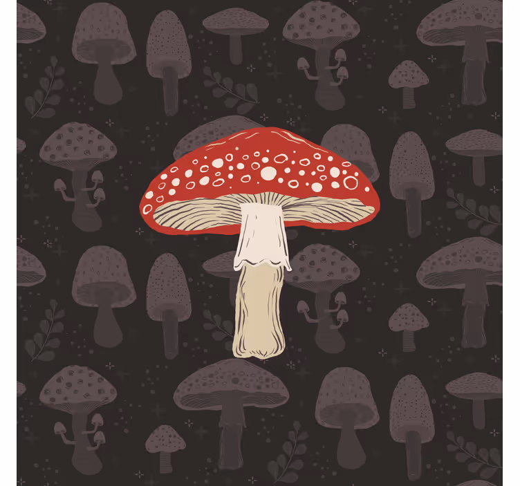 Blinds in a kitchen with hand-drawn mushroom design - TenStickers