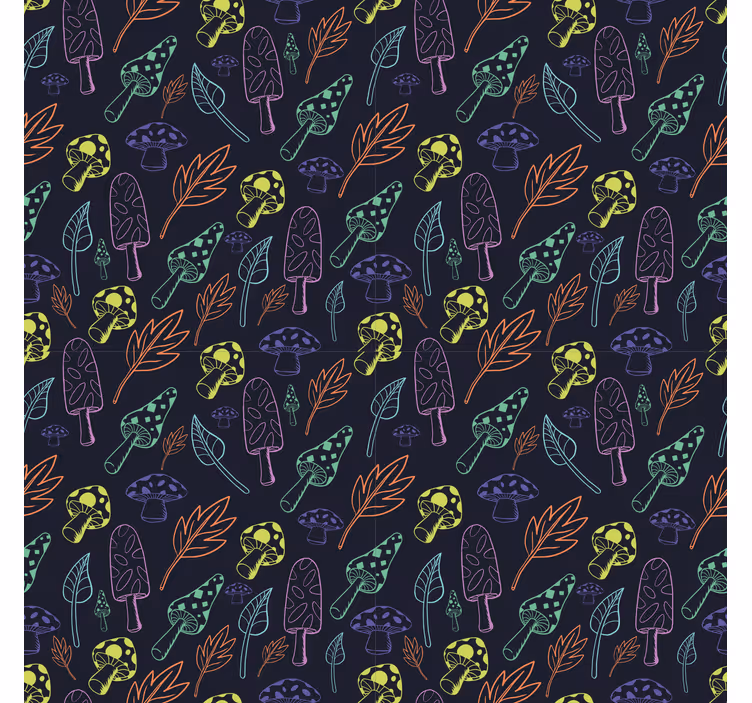 Blinds in a kitchen with a colourful mushrooms pattern - TenStickers