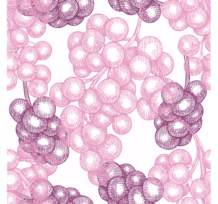 Blinds in a kitchen with hand-drawn pink and purple grapes - TenStickers