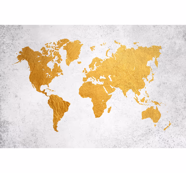 Living room blind with golden world map design - TenStickers