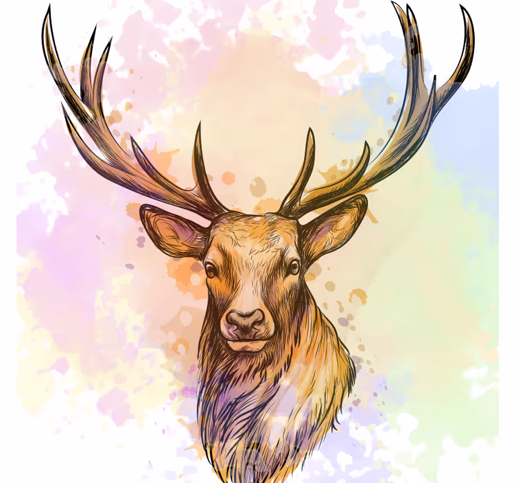 Living room blind paint splash stag - TenStickers