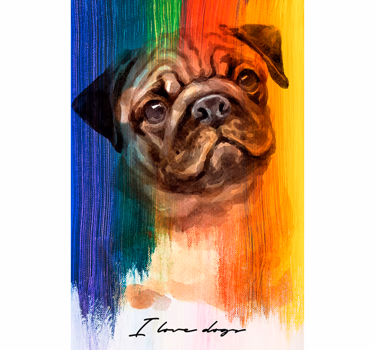 Living room blind rainbow pug - TenStickers