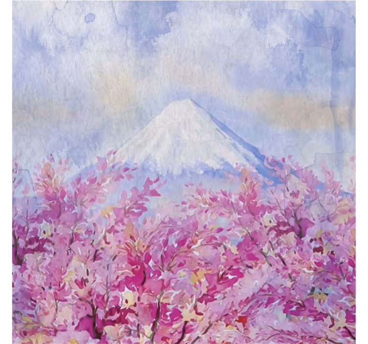 Living room blind cherry blossom landscape - TenStickers