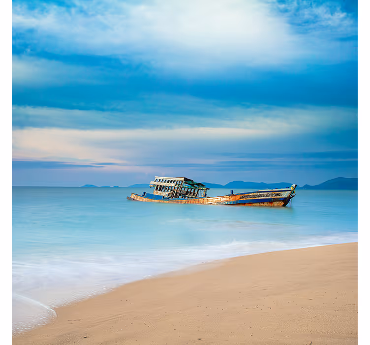 Living room blind boat on the beach - TenStickers