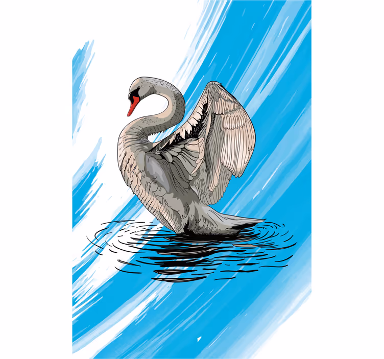 Living room blind draw swan - TenStickers