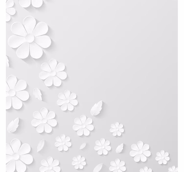White roller blind with white paper flower design - TenStickers