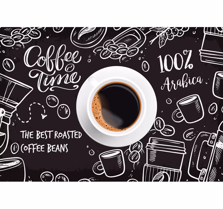 Black roller blind coffee time decor images - TenStickers
