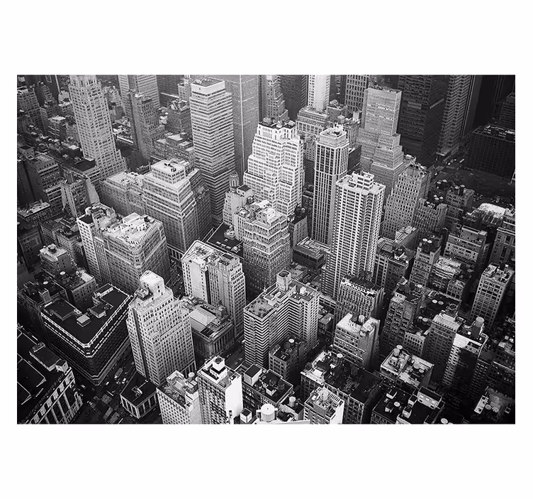 Black roller blind new york aerial monochrome - TenStickers