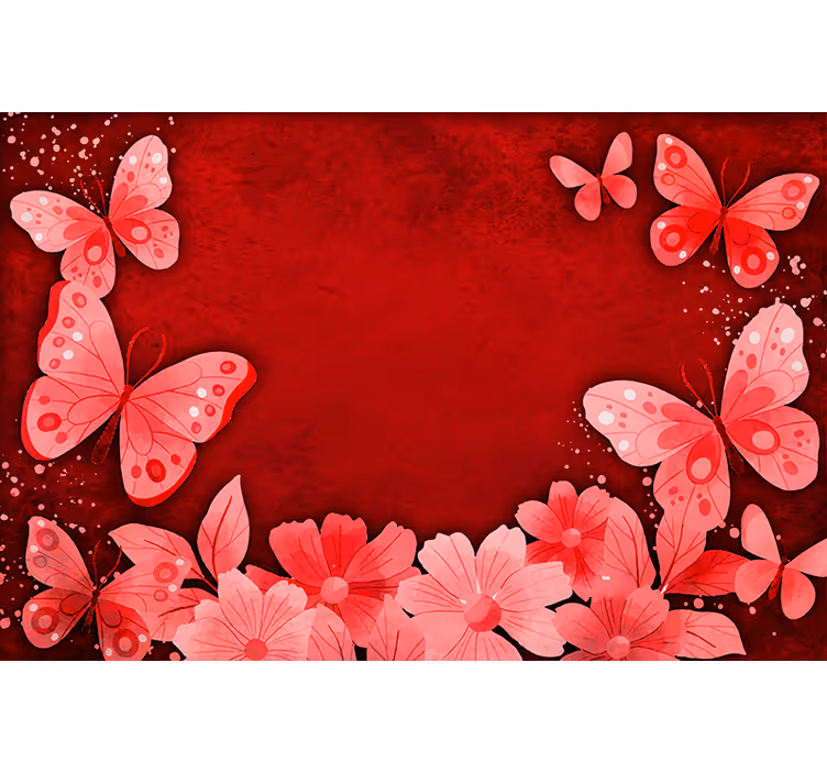 Blind red floral and butterfly design - TenStickers