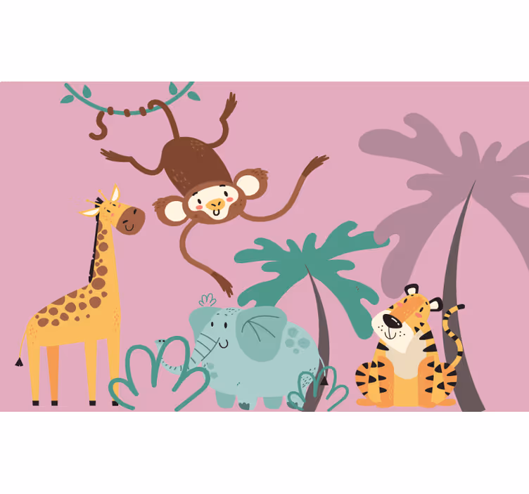 Roller blind purple colorful safari animal design - TenStickers