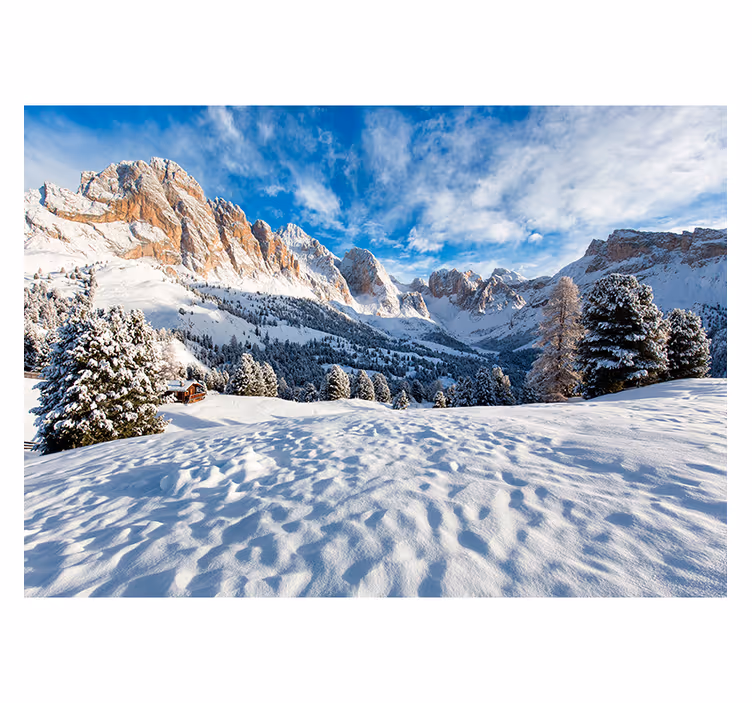 Living room blind snowy mountain landscape mural - TenStickers