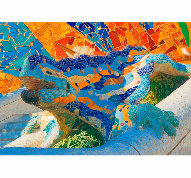 Living room blind barcelona park güell mural - TenStickers