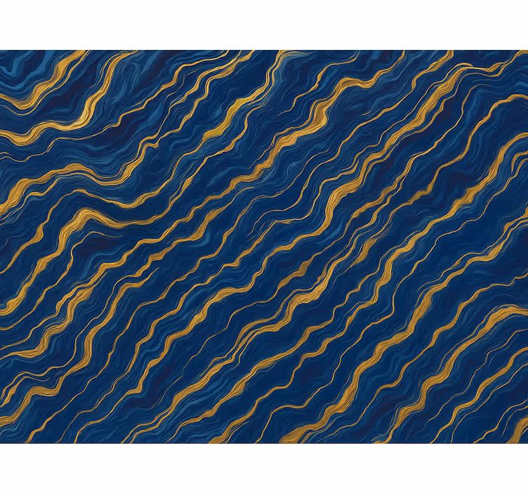 Blue blind with blue and gold marble design - TenStickers