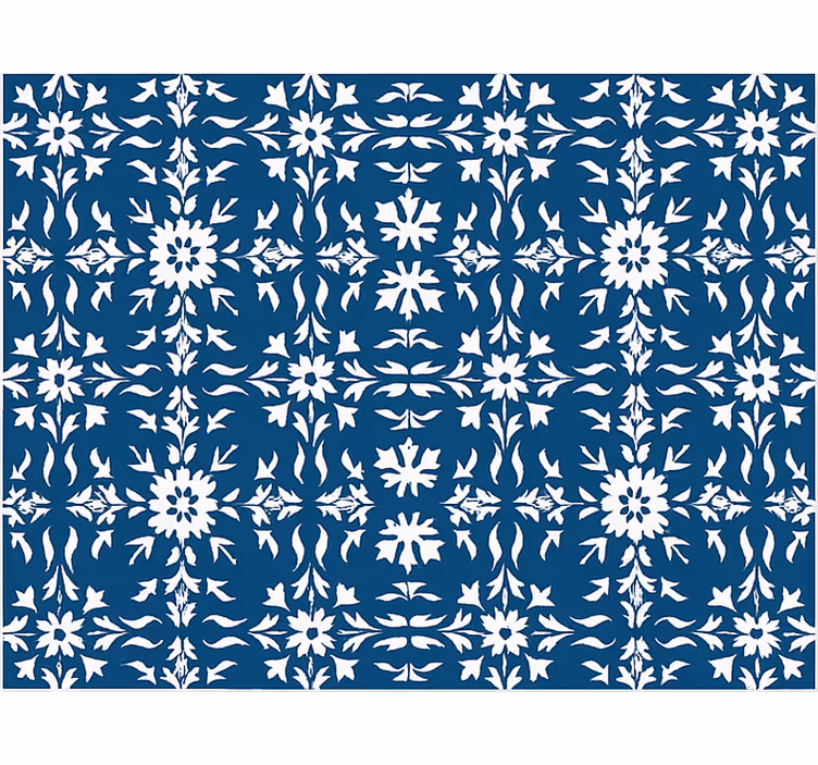 Blue blind with white tiled pattern - TenStickers