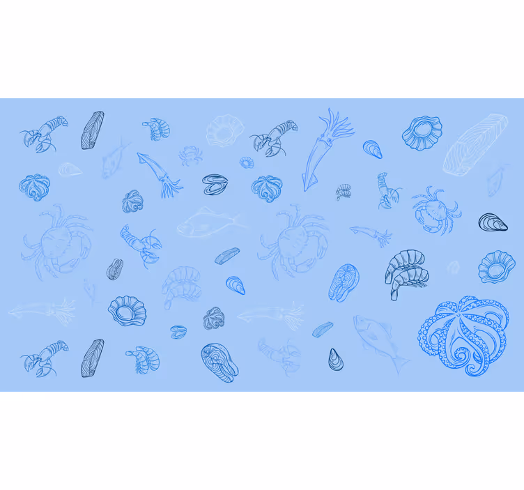 Blue blind with seafood design - TenStickers
