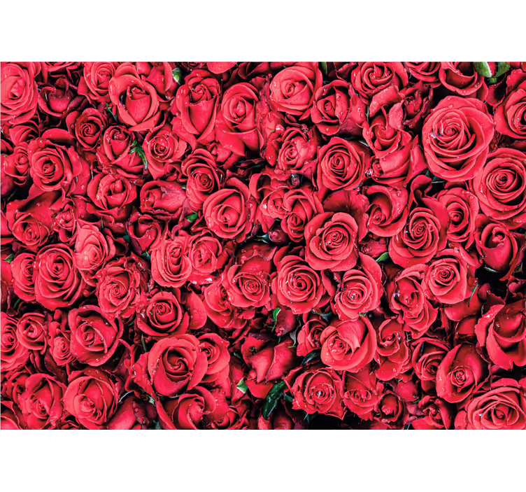 Living room blind with red flowers and textured background - TenStickers