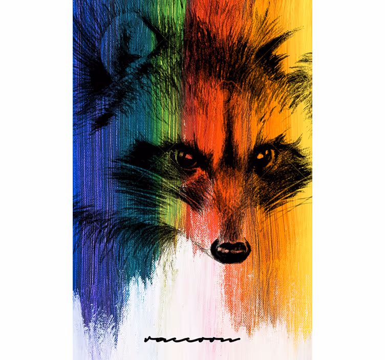 Living room blind rainbow raccoon - TenStickers