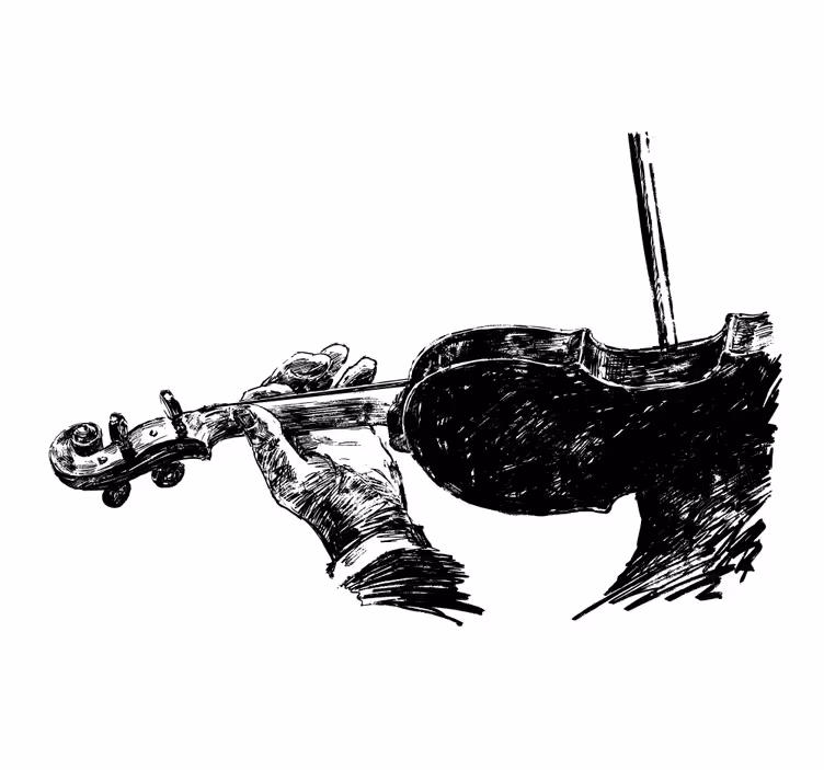 Living room blind with hand-drawn violinist design - TenStickers
