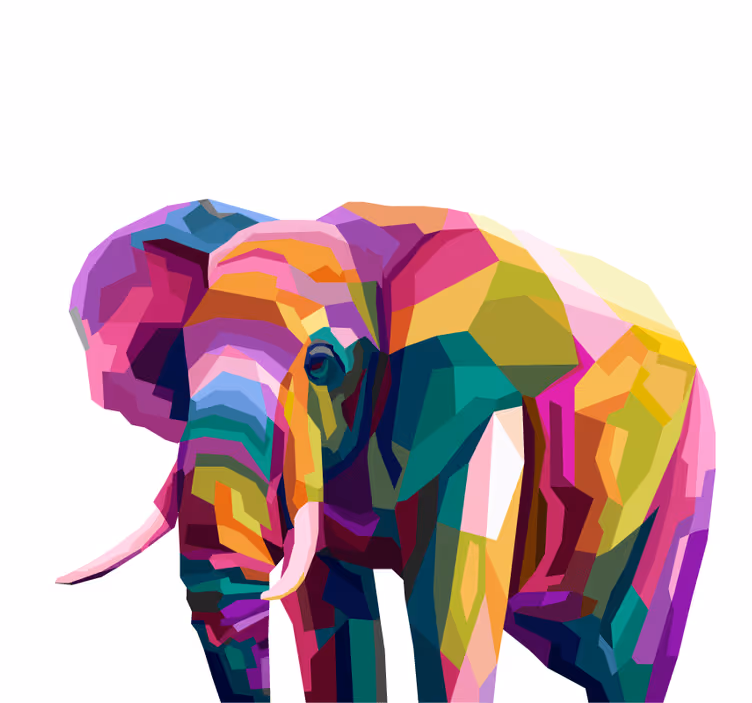 Living room blind with multicolor realistic elephant - TenStickers