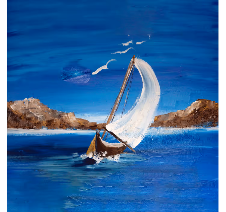 Living room blind canvas sailboats design - TenStickers