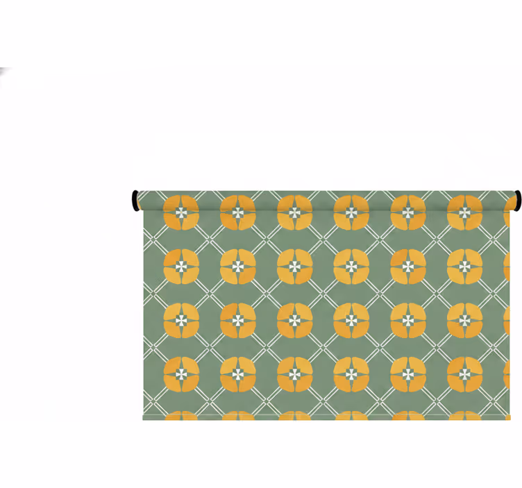 Green roller blind with vintage green floral design - TenStickers